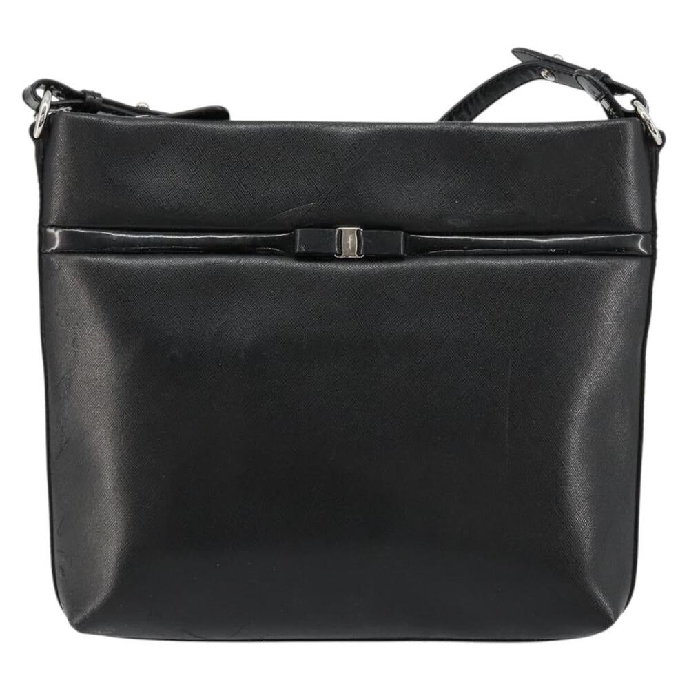 Salvatore Ferragamo Leather Vara Ribbon Shoulder Bag Silver